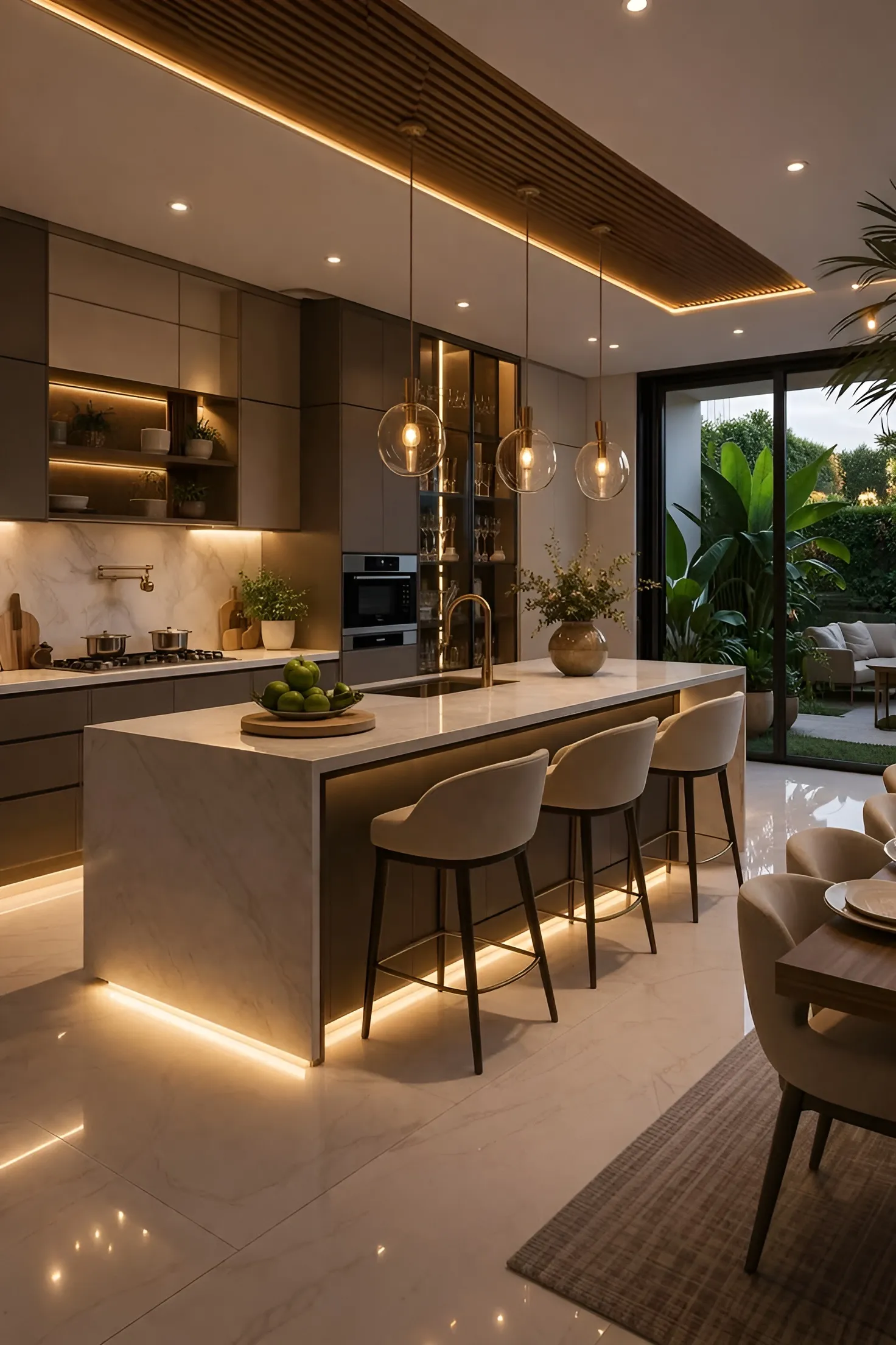 Ambiente cucina e soggiorno esposto nello showroom Mobili Rocca